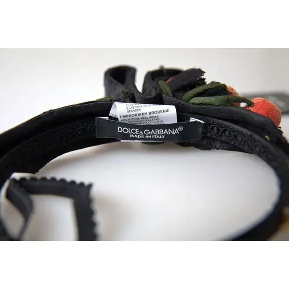 Dolce & Gabbana Black with multicolor Fig Fruit Crystal Tiara Diadem Headband